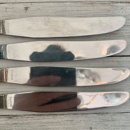 4 Meriden Silverplate Delight Knives Dinner Knife Floral Vintage 50s HTF Set 8.5