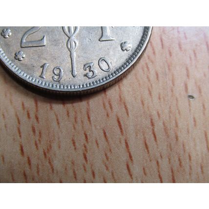 Belgium 1930 Overstruck 3 Over 2 2 Frank Belgie (Dutch - Flemish Text) Coin