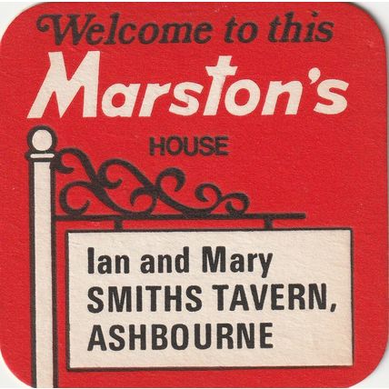 BEER MAT - MARSTONS BREWERY - SMITHS TAVERN, ASHBOURNE - (Cat No 213) - (1979)