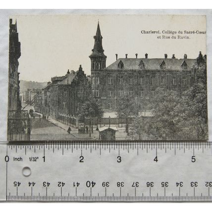 vintage postcard Charleroi, Collège du Sacré-Coeur et Rue du Ravin