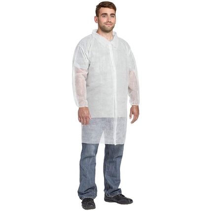 White Disposable Lab Coat Women and Men, Pack of 10 X-Large Disposable Lab Co...