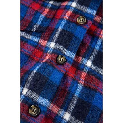 Navy Blue Plaid Flap Pocket Button Up Shacket