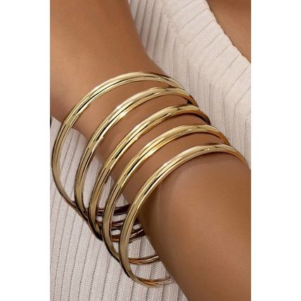 Gold Multi Layer Plated Alloy Bangle Bracelet