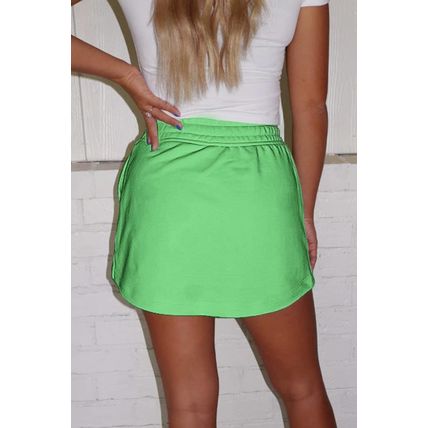 Light Green French Terry Drawstring Mini Skort with Pockets