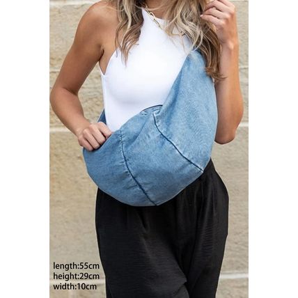 Dusk Blue Large Capacity Denim Crossbody Bag