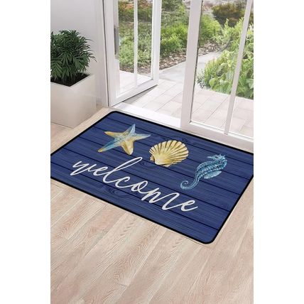 Bluing Welcome Beach Theme Pattern Non Slip Door Mat