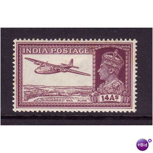INDIA 1940 14As ARMSTRONG WHITWORTH ENSIGN I MAIL PLANE SG 277 M / MINT