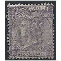 1865 SG97 Lilac Plate 5 Wmk EMBLEMS Fine Used "PB"...