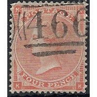 1862 SG82 4d Pale Red (Hair Lines) Fine Used Nice 466 Cancel Check Letters "KK".