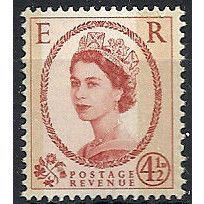 1960 SG616b 4 1/2d Chestnut Wilding Wmk Crowns Phosphor Unmounted Mint.