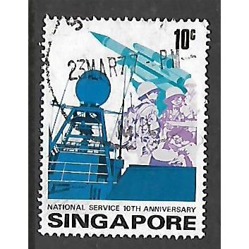 SINGAPORE 1977 10c RADAR MISSILE AND SOLDIERS SG 286 FINE USED#
