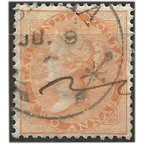 India 1865 SG62 2a Orange Good/Fine Used . .. .