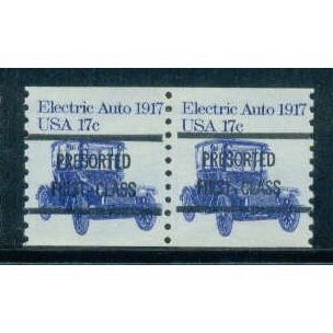 1906a 17c Electric Auto Fine MNH Dry Gum Gap Pair PreCnx Type A W0194