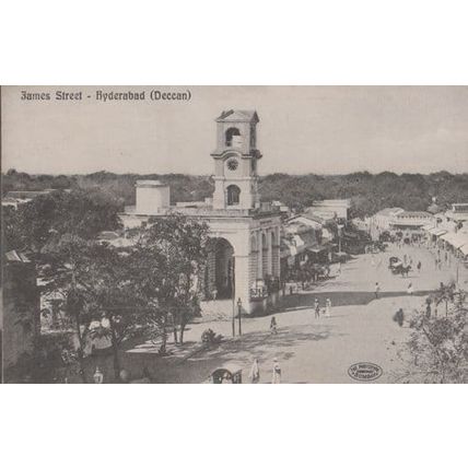 James Street Hyderabad Deccan Indian Antique Postcard