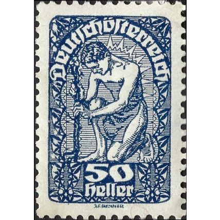 AUSTRIA, Tree planting, blue 1919, 50heller