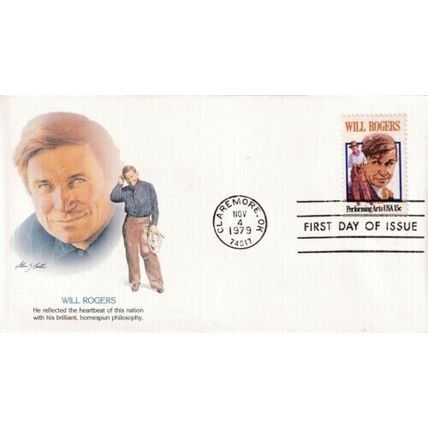 United States 1979 Will Rogers Fleetwood FDC Claremore OK cancel unaddressed VGC