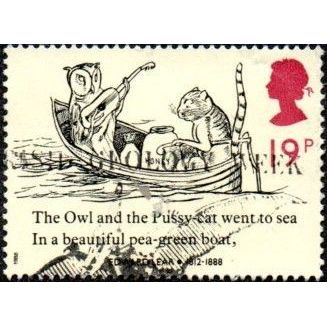 1988 Death Centenary of Edward Lear 19p, Owl & the Pussy Cat. Very Fine Used