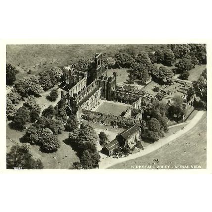 Yorkshire KIRKSTALL ABBEY Aerial Postcard (Aerofilms)