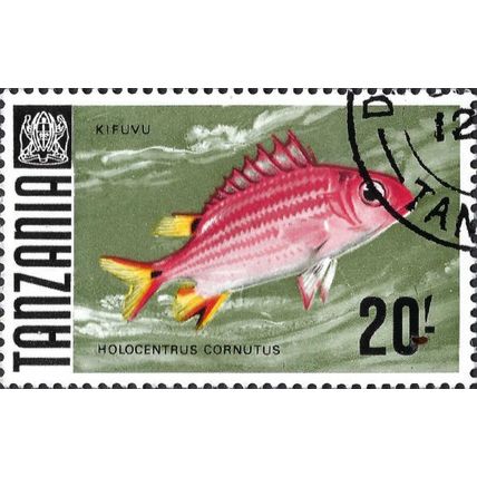 TANZANIA, FISH, Horned Squirrelfish, khaki 1967, 20/-