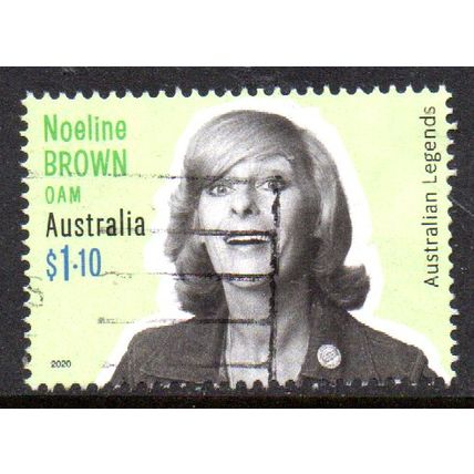 AUSTRALIA: 2020, $1.10 LEGENDS, NOELINE BROWN, USED SHEET PERF STAMP. 605/628