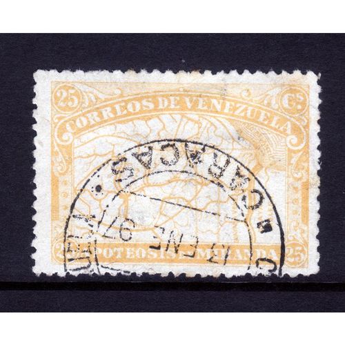 VENEZUELA 1896 SG 171 25c YELLOW MAP OF VENEZUELA FINE USED