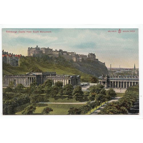 Edinburgh Castle from Scott Monument Reliable Series Postcard 3403