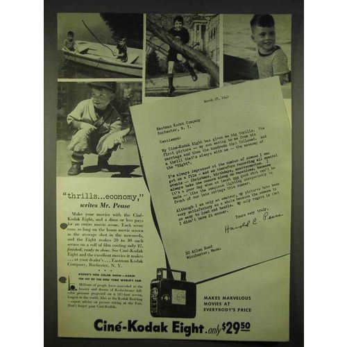 1940 Kodak Cine-Kodak Eight Movie Camera Ad - Thrills