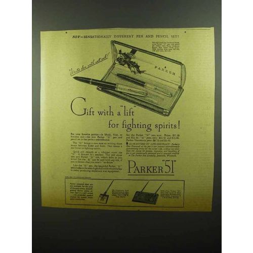 1942 Parker 51 Pen and Pencil Set Ad - Gift With Lift
