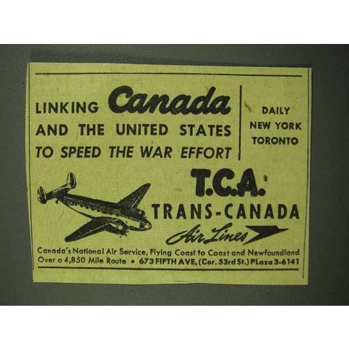 1942 Trans-Canada Air Lines Ad - Linking Canada