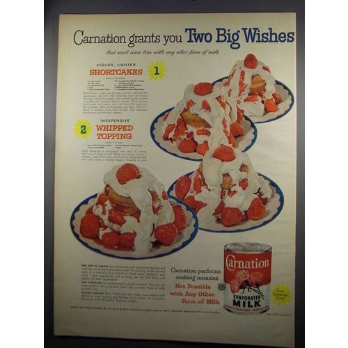 1952 Carnation Evaporated Milk Ad - Shortcakes Recipe