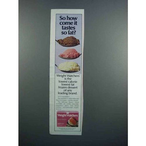 1983 Weight Watchers Frozen Dessert Ad - It Tastes Fat