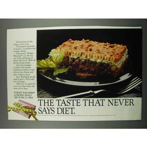 1983 Weight Watchers Lasagna Ad - Never Says Diet