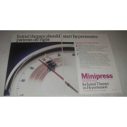 1985 Pfizer Minipress Ad - Therapy should start hypertensive patients off right