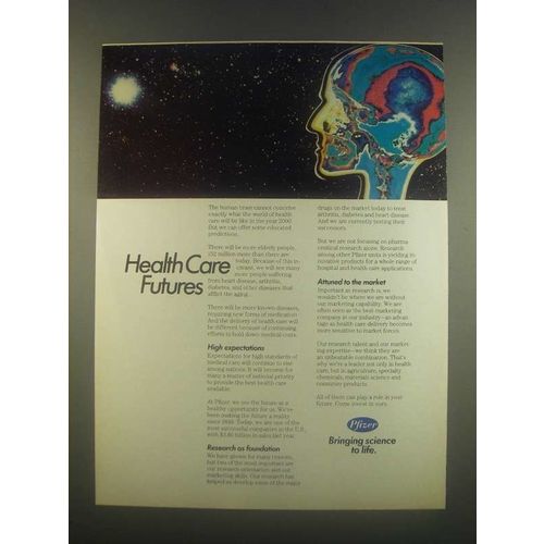 1985 Pfizer Pharmaceuticals Ad - Health Care Futures