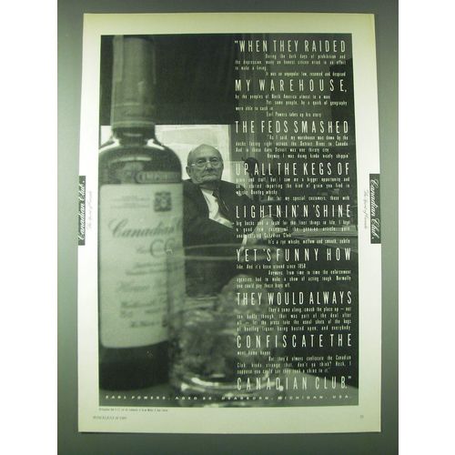 1989 Canadian Club Whisky Ad - When they raided my warehouse, the feds smashed