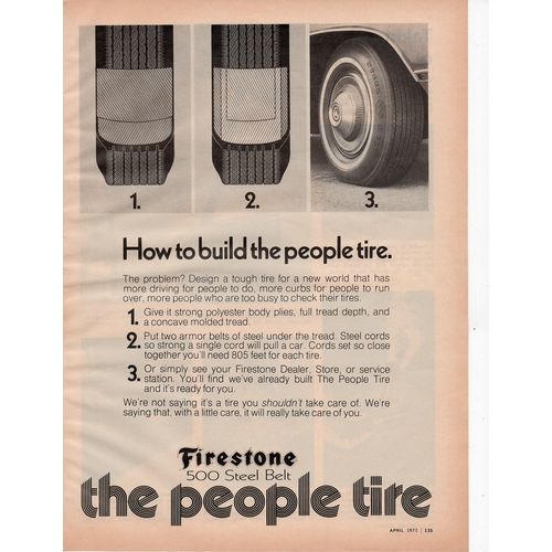 Firestone Tires vintage Full Page Print Ad April 1972