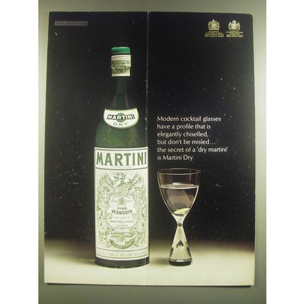 1965 Martini Vermouth Ad - Modern cocktail glasses have a profile
