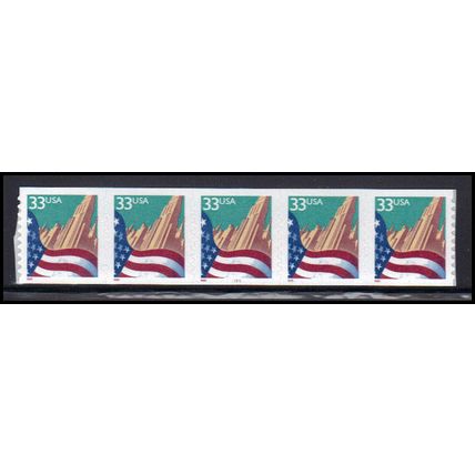 3281c 33c U.S. Flag Over City Very Fine MNH PNC 5555/5 KA9391