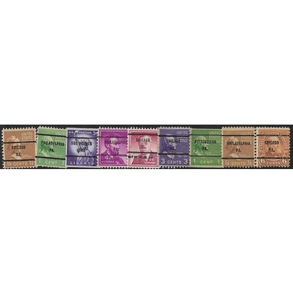 1930/1960 9 different pre-cancels - fine used (o)