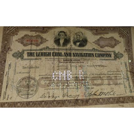 Lehigh Coal & Navigation Company 30 Shares 1954 Stock/Share Certificate Merrill