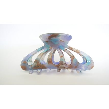 Lavender purple blue tan creme colorful marbled hair claw clip