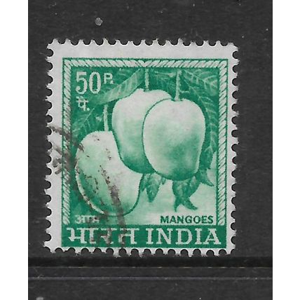 INDIA 1967 50p BLUE GREEN MANGOES SG 514 FINE USED#2