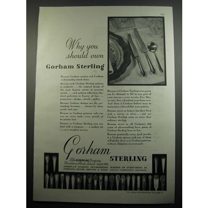 1933 Gorham Sterling Ad - Why you should own Gorham Sterling
