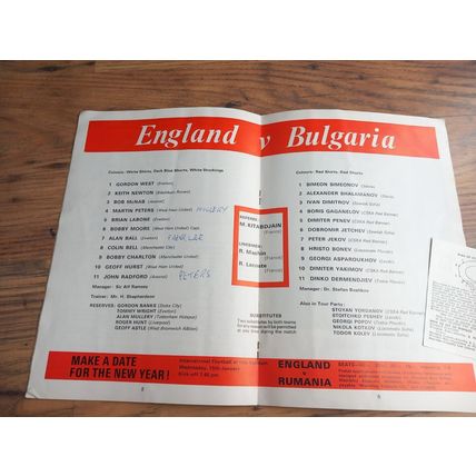 1968 England v Bulgaria Programme & Ticket