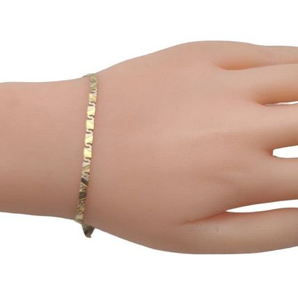 Fancy Mirror Valentino Multi Tone 7 In Ladies chain Bracelet New Real 14K Gold
