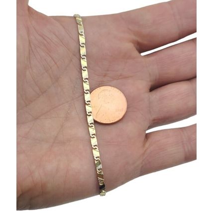 Fancy Mirror Valentino Multi Tone 7 In Ladies chain Bracelet New Real 14K Gold