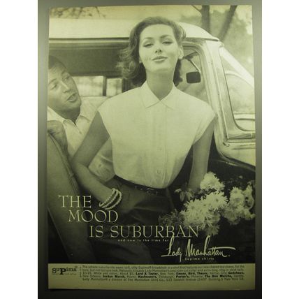 1958 Lady Manhattan Shirts Ad - The Mood is Suburban