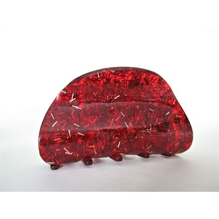 Red colorful glitter marbled hair claw clip
