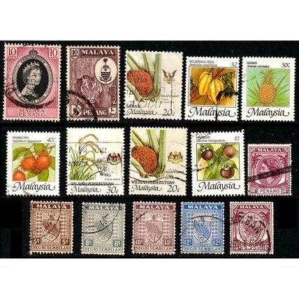 Malaysia Mix of 15 Used Stamps #3