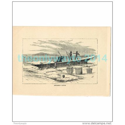 ANDAMAN CANOE, INDIA, Book Illustration, c1883